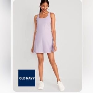 Old Navy PowerSoft Sleeveless ShelfBra SquareNeck Athletic Dress Dusky Lavender